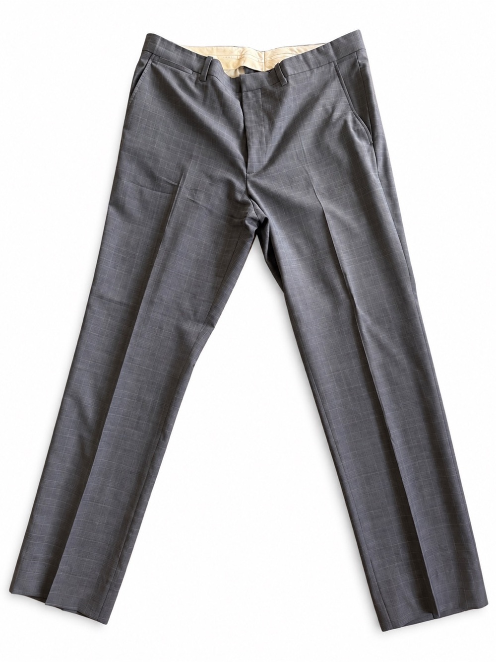 Theory Men's Gray Windowpane Dress Pants
